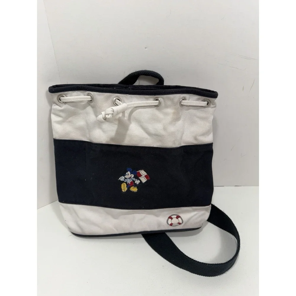 VINTAGE DISNEY STORE MICKEY‎ MOUSE NAUTICAL DRAWSTRING SLING BAG Backpack